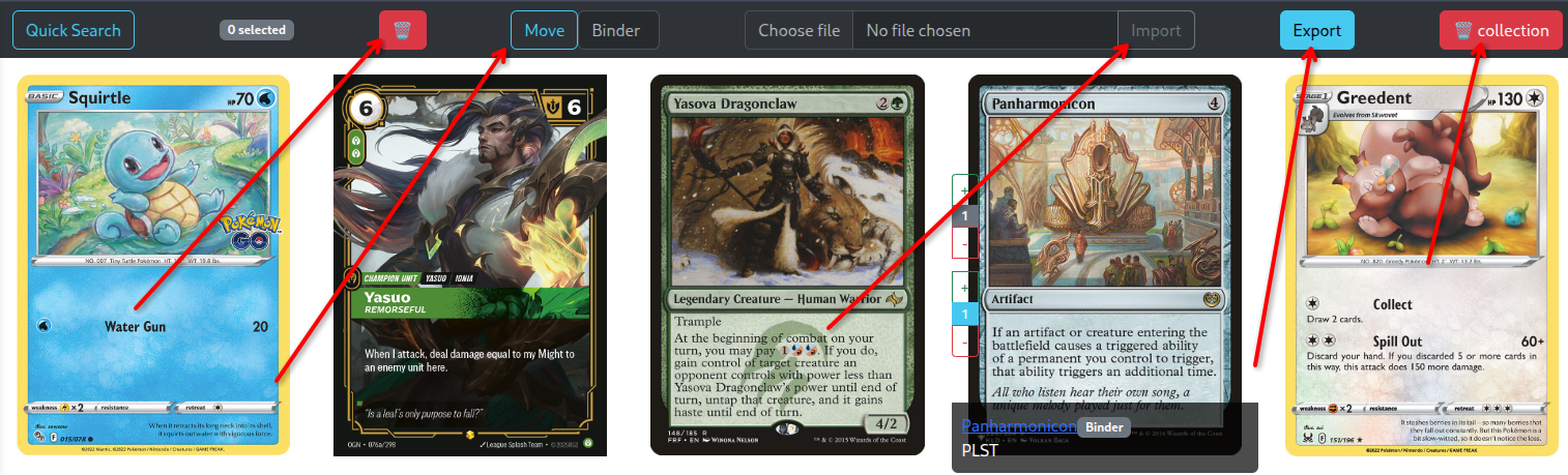 Collection management screenshot