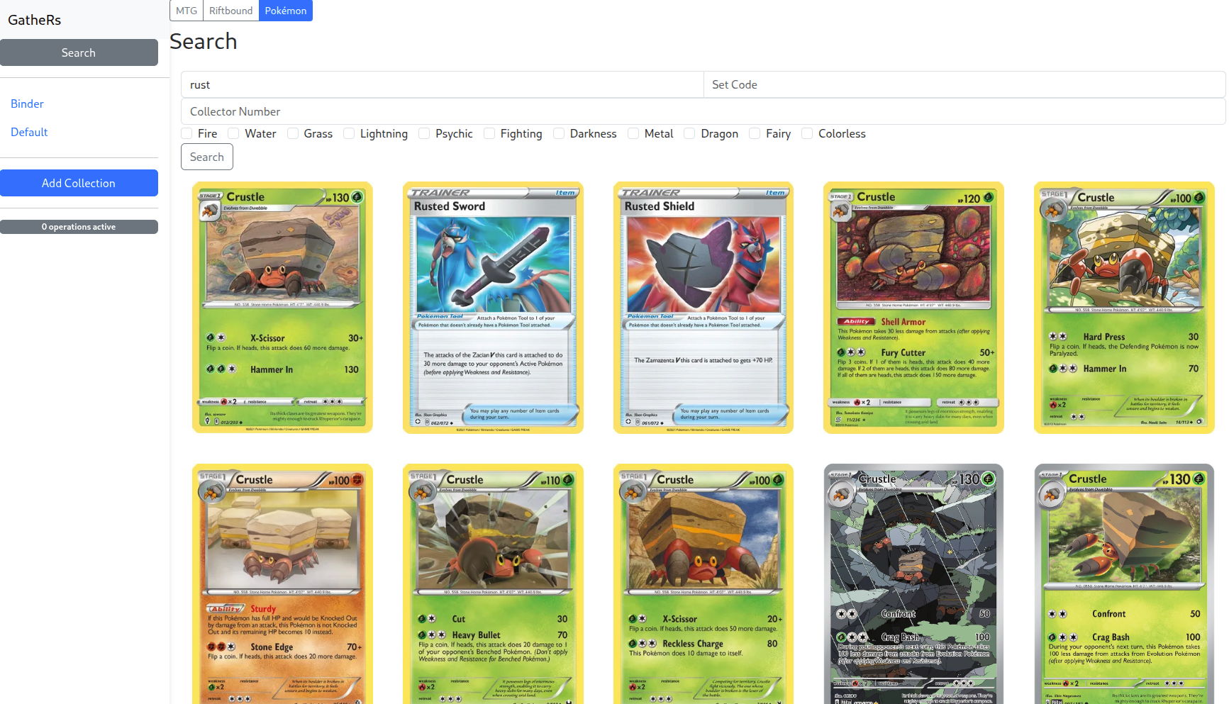 Pokemon search interface